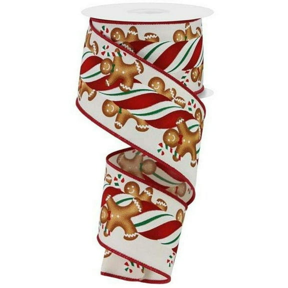 2.5" Gingerbread Kids Candy Ribbon: Ivory (10 Yards)