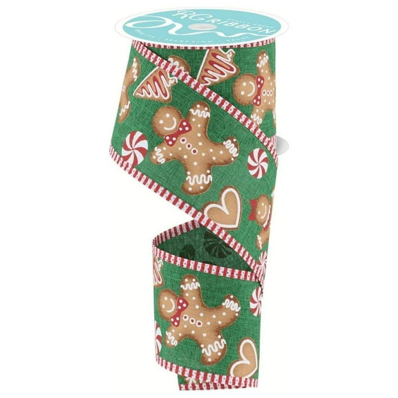 2.5" Gingerbread Stripe Ribbon: Emerald Green (10 Yards)