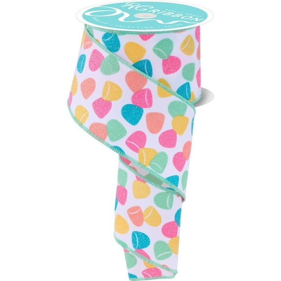 2.5" Glitter Gumdrop Ribbon: Pastel (10 Yards)