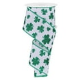 thumbnail image 1 of 2.5" Glitter Shamrocks Ribbon: White (10 Yards), 1 of 3