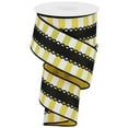 thumbnail image 1 of 2.5" Lace On Horizontal Stripe Ribbon: Black, Yellow, White (10 Yards), 1 of 3