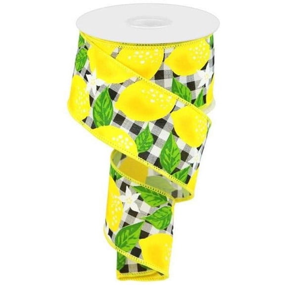 2.5" Lemon Check on Royal Ribbon: Black White (10 Yards)