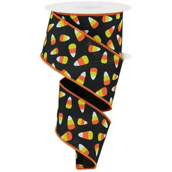 2.5" Mini Candy Corn Ribbon: Black (10 Yards)