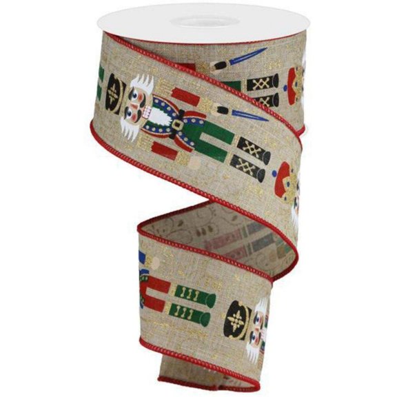 Craig Bachman Ribbons Nutcrackers Royal Ribbon Wired Christmas Natural 2.5 Inch x 10 Yards
