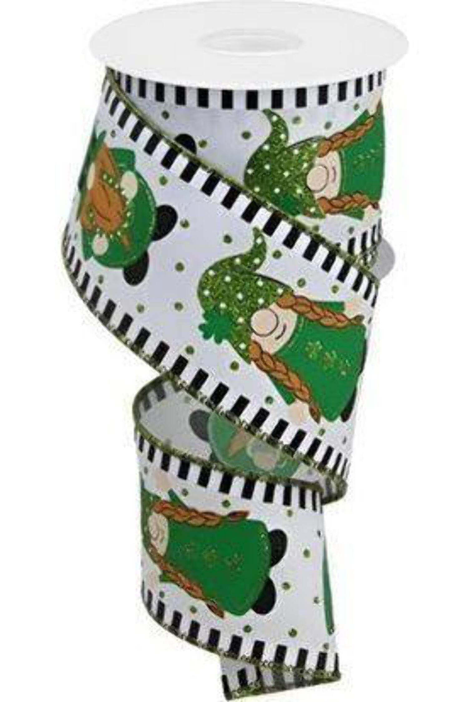 Gnomes & Bees Wired Edge Ribbon – 2.5 Inches Wide, 10 Yards Canvas Ribbon For Wreaths & Crafts