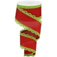 thumbnail image 1 of 2.5" Scalloped Edge Ribbon: Red/Lime Green (10 Yards), 1 of 4
