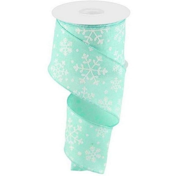 2.5" Snowflake Ribbon: Mint Green (10 Yards)