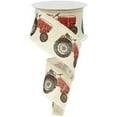 thumbnail image 1 of Craig Bachman 2.5 Inch Tractor on Royal Burlap Ribbon: Cream Red (10 Yards) Wired Edge Ribbon RG014873H, 1 of 3