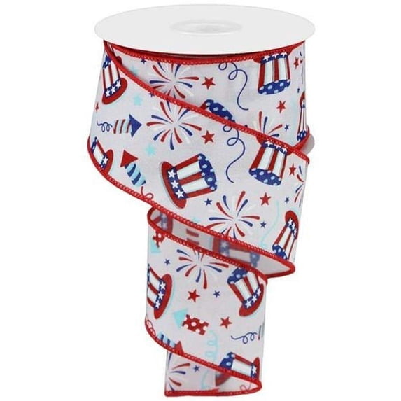 2.5" Uncle Sam Fireworks Ribbon: White (10 Yards)