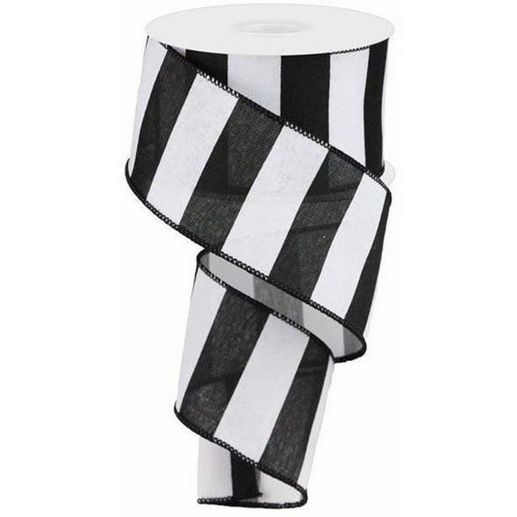 2.5" Wide Stripe Ribbon: Black White (10 Yard)