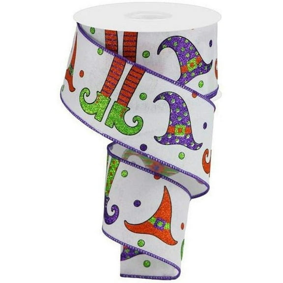 2.5" Witch Hat and Legs Ribbon: White (10 Yards)
