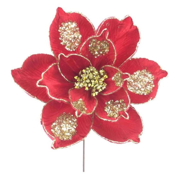 21" Magnolia Bloom Spray: Red