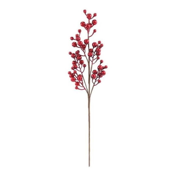 27" Metallic Crabapple Berry Spray: Red