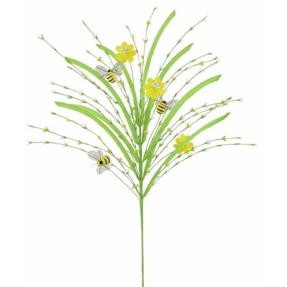 28" Grass Pip Flower Bumble Bee Spray