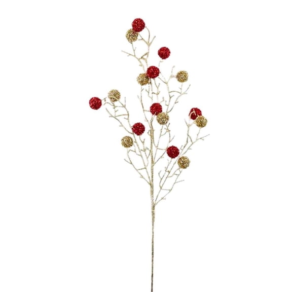 31" Twig Ball Spray: Red/Gold