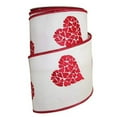 thumbnail image 1 of Reliant Ribbon - 92860W-036-10F, Hearts Embroidered Wired Edge Ribbon, White/red, 4 Inch, 10 Yards, 1 of 5