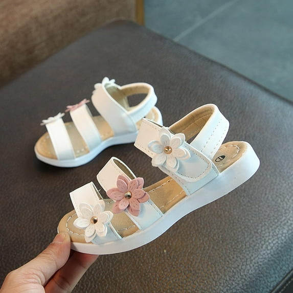 Shop savings SEMPAI Children Girls Sandals Princess Open-toed Soft Bottom Flowers Roman Beach Shoes Clearance