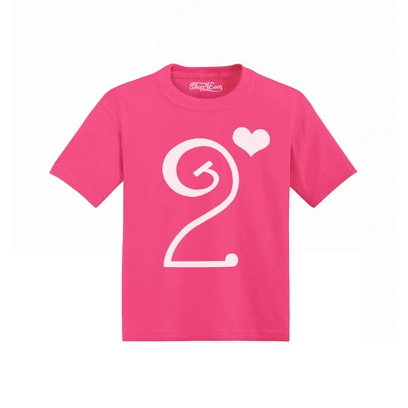 Shop4Ever 2nd Birthday Heart Girl Toddler's Cotton T-Shirt 2T Hot Pink