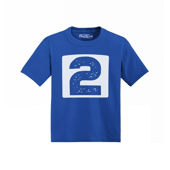 Shop4Ever 2nd Birthday Race Car Number Boy Toddler's Cotton T-Shirt 2T Royal Blue
