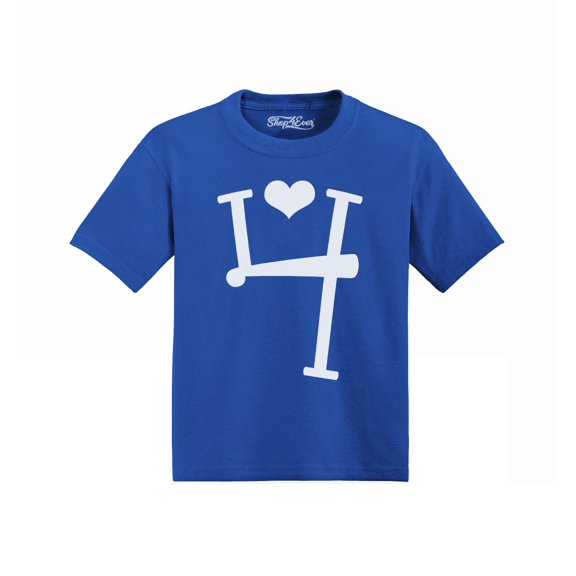 Shop4Ever 4th Birthday Heart Girl Toddler's Cotton T-Shirt 5T/6T Royal Blue