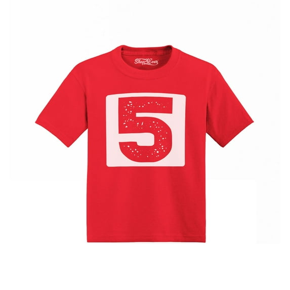 Shop4Ever 5th Birthday Race Car Number Toddler's Cotton T-Shirt 5T/6T Red
