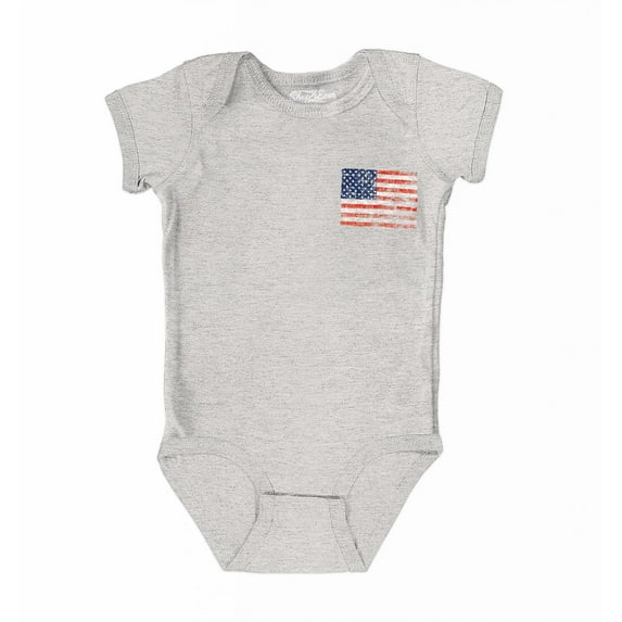 Shop4Ever American Flag Pocket Size Patriotic 4th of July Baby's Bodysuit Infant Cotton Romper 24 Months Heather Grey