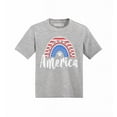 thumbnail image 1 of Shop4Ever American Patriotic Rainbow 4th of July Toddler's Cotton T-Shirt 4T Heather Grey, 1 of 6