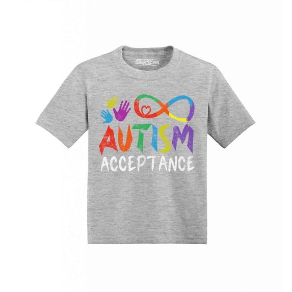 Shop4Ever Autism Acceptance Infinity Symbol Toddler's Cotton T-Shirt 2T Heather Grey