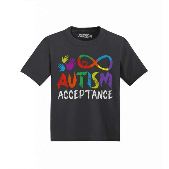Shop4Ever Autism Acceptance Infinity Symbol Toddler's Cotton T-Shirt 5T/6T Black