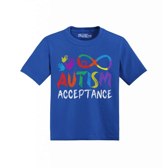 Shop4Ever Autism Acceptance Infinity Symbol Toddler's Cotton T-Shirt 5T/6T Royal Blue