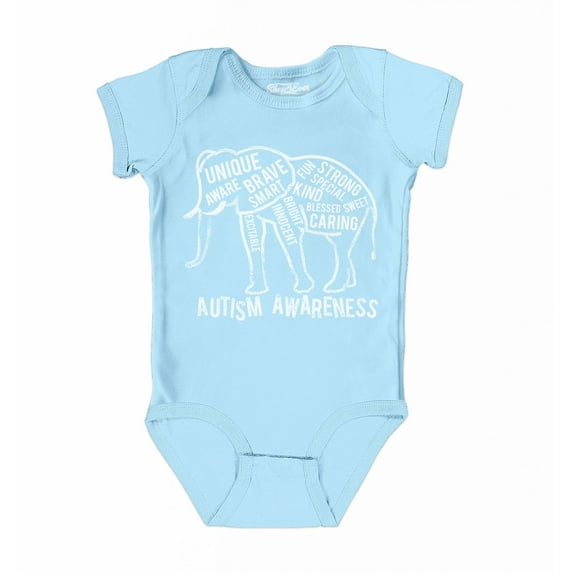 Shop4Ever Autism Awareness Elephant Baby's Bodysuit Infant Cotton Romper 12 Months Light Blue