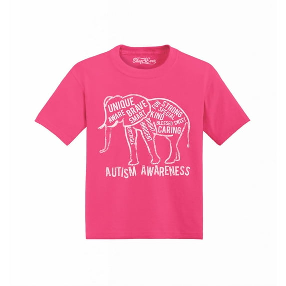 Shop4Ever Autism Awareness Elephant Toddler's Cotton T-Shirt 3T Hot Pink