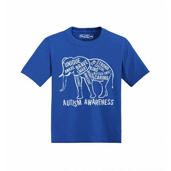 Shop4Ever Autism Awareness Elephant Toddler's Cotton T-Shirt 4T Royal Blue