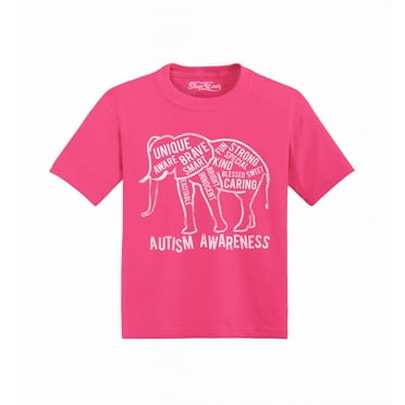 Shop4Ever Autism Awareness Elephant  Toddler's Cotton T-Shirt 5T/6T Hot Pink