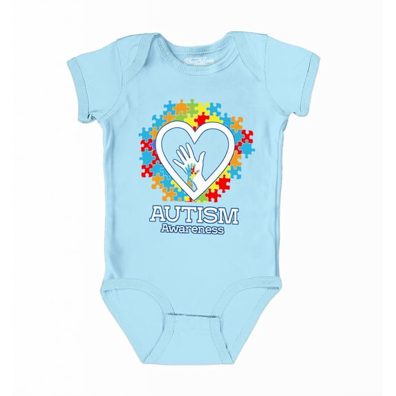 Shop4Ever Autism Awareness Hands in Heart Baby Baby's Bodysuit Infant Cotton Romper 24 Months Light Blue