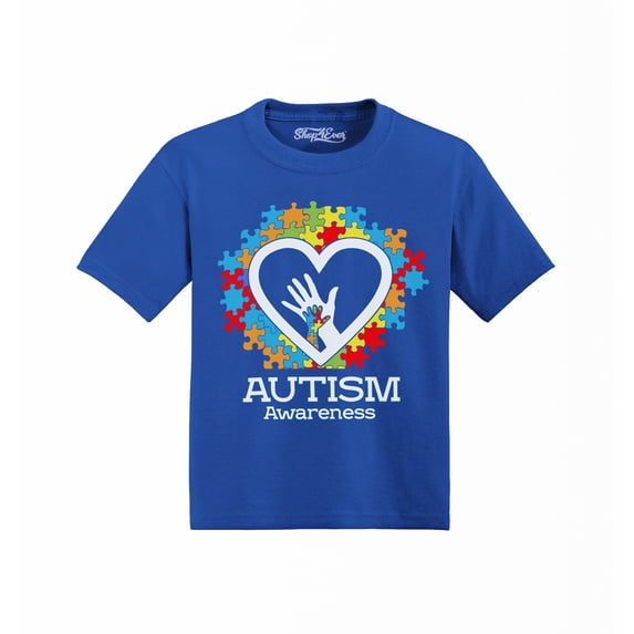 Shop4Ever Autism Awareness Hands in Heart Baby Toddler's Cotton T-Shirt 4T Royal Blue
