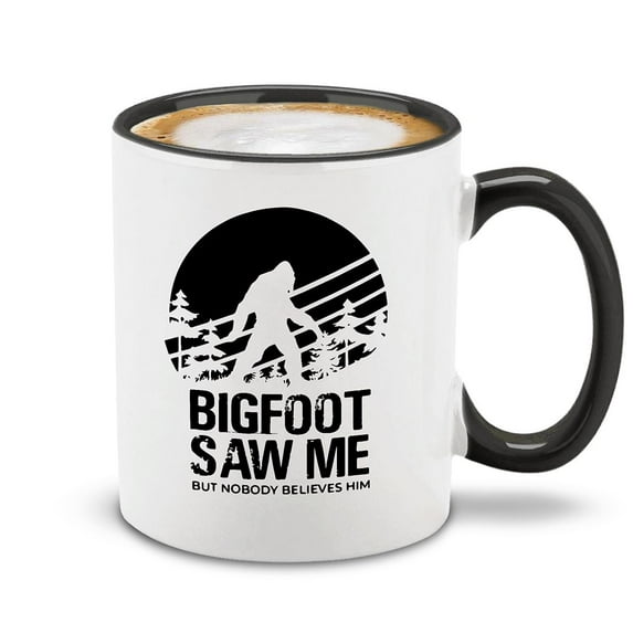 Shop4Ever Bigfoot Saw Me But Nobody Believes Him Ceramic Coffee Tea Mug Cup Funny Sasquatch Yeti Lover Gift (Black Handle 11 oz.)