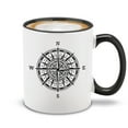 thumbnail image 1 of Shop4Ever Compass Travel North South East West Novelty Ceramic Coffee Mug Tea Cup Gift  (Black Handle 11 oz.), 1 of 4