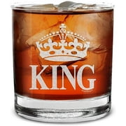 Shop4Ever® Crown King Engraved Whiskey Glass For Husband Boyfriend Dad (11oz.)