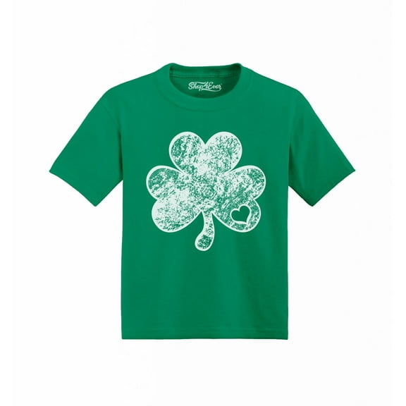 Shop4Ever Distressed Shamrock Heart St. Patrick's Day Toddler's Cotton T-Shirt 4T Green