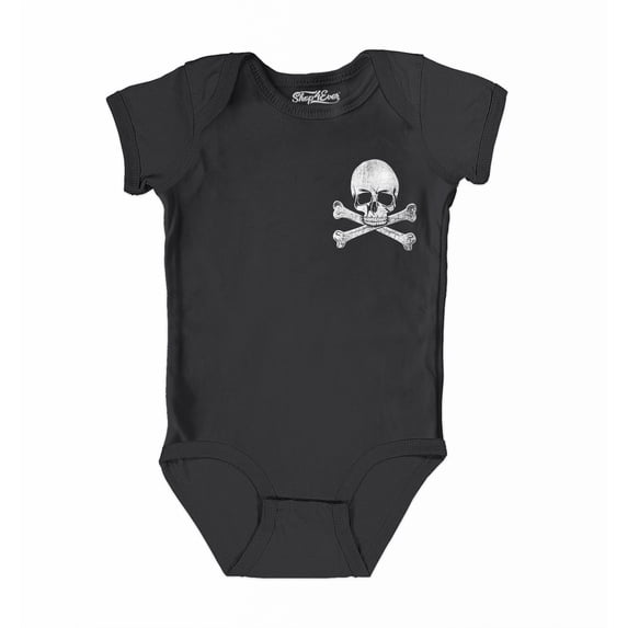 Shop4Ever Distressed Skull and Crossbones Pocket Size Baby's Bodysuit Infant Cotton Romper 6 Months Black