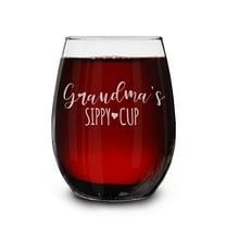 Shop4Ever® Grandma's Sippy Cup Engraved Stemless Wine Glass Mother's Day Gift for Grandma Pregnancy Announcement for New Grandma To Be 15 oz.