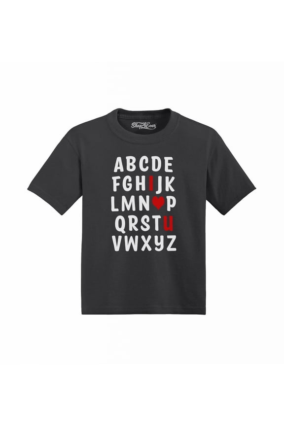 I Heart U ABC's  Love You Toddler's Cotton T-Shirt 4T Black
