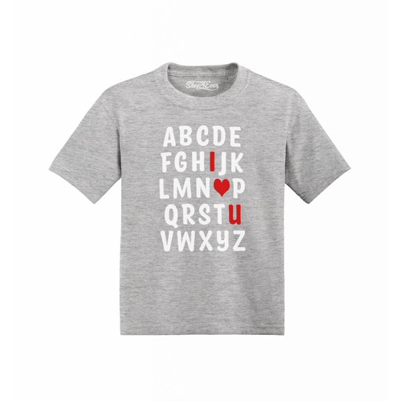 Shop4Ever I Heart U ABC's Love You Toddler's Cotton T-Shirt 4T Heather Grey