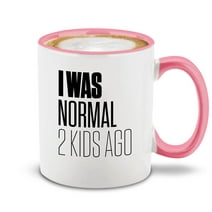 Shop4Ever® I Was Normal 2 Kids Ago Ceramic Coffee Mug Cup Gift for Mom Dad (Pink Handle 11 oz.)