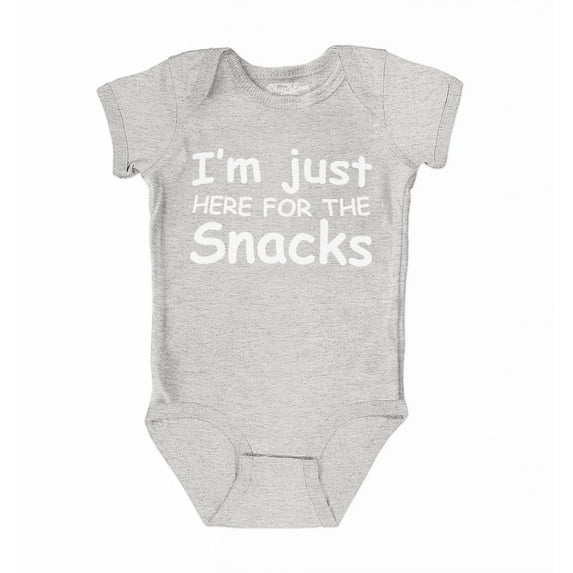 Shop4Ever I'm Just Here for the Snacks Funny Baby's Bodysuit Infant Cotton Romper 12 Months Heather Grey