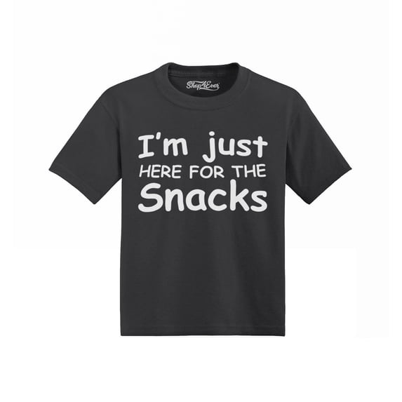 Shop4Ever I'm Just Here for the Snacks Funny Toddler's Cotton T-Shirt 5T/6T Black