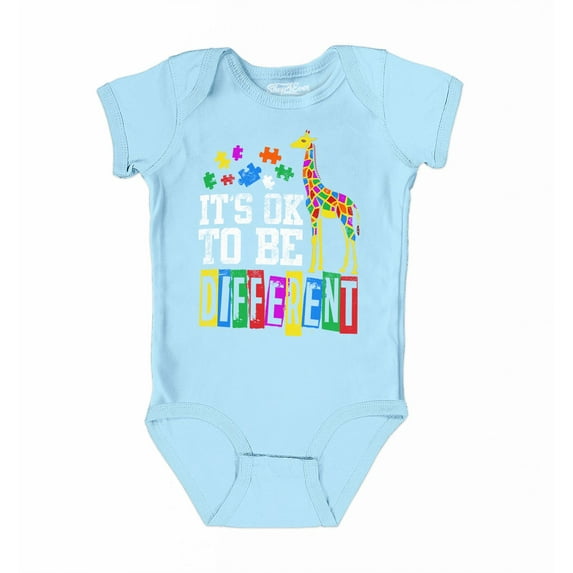 Shop4Ever It's OK to Be Different Autism Awareness Giraffe Baby's Bodysuit Infant Cotton Romper 6 Months Light Blue