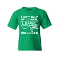 thumbnail image 1 of Shop4Ever Kids 100th Day of School Level Unlocked Video Gamer  Graphic Child's Youth T-Shirt Medium Irish Green, 1 of 4