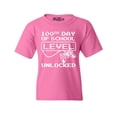 thumbnail image 1 of Shop4Ever Kids 100th Day of School Level Unlocked Video Gamer  Graphic Child's Youth T-Shirt Small Azalea Pink, 1 of 4